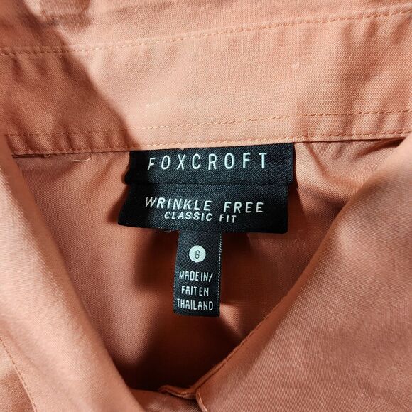 Foxcroft Wrinkle Free Classic Fit Button Up Shirt Salmon Women's Size 6 - Picture 6 of 10